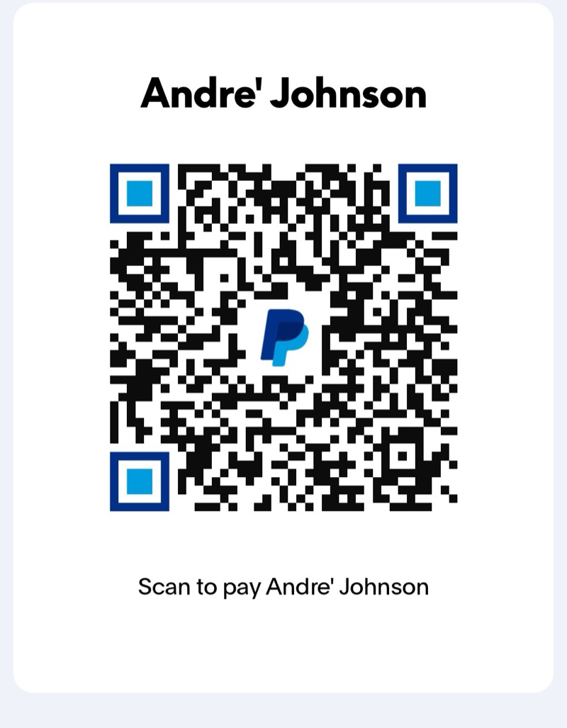 PayPal QR code — scan to pay Andre' Johnson